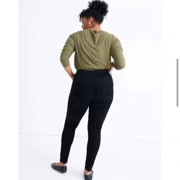 NWT✨$158 MADEWELL✨Flocked Velvet Black Leopard Denim Jeans Limited Ed Size 28,31 - Picture 5 of 11
